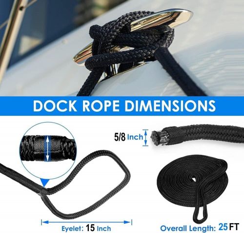 4PCS 5/8 inch 25 ft Double Braided Nylon Boat Dock Lines Marine Anchor Rope, US $52.29, image 4