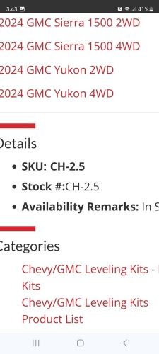 Motofab 2.5 Inch Leveling Spacer Kit 07-24 Chevrolet Silverado See Description, US $44.98, image 3