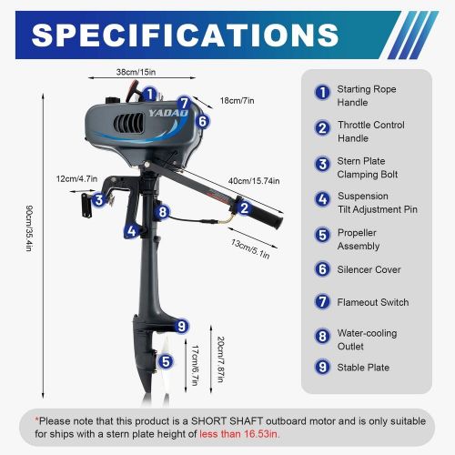3.5HP 2Stroke 2.5KW Outboard Motor Fishing Boat Engine CDI Water Cooling System, US $199.19, image 13