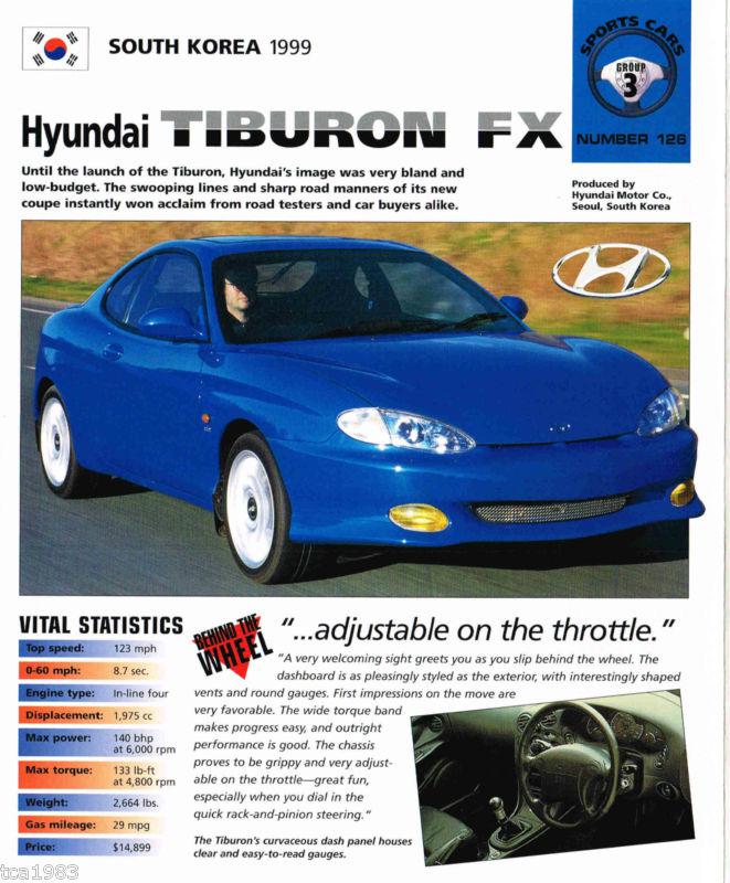 1999 Hyundai TIBURON FX IMP Brochure, US $10.00, image 3