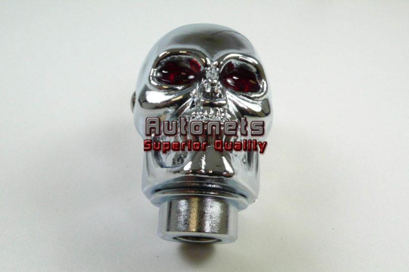 Chrome steel led eyes skull style shift knob hot rat rod universal fit