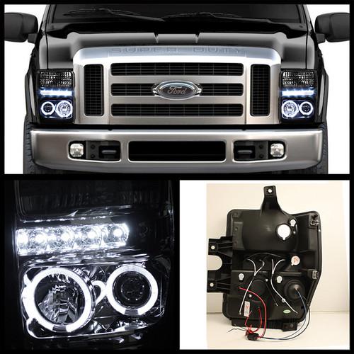 6K Slim Ballast Xenon Hid+08-10 F250/350 Dual Halo Led Projector Headlights Set, US $197.99, image 4