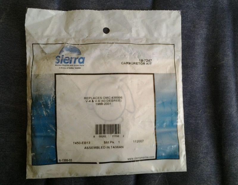 New sierra carburetor kit 18-7247, replaces omc 438996 1988-2001