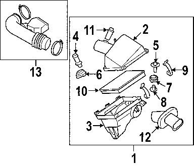 Nissan 165287s000 genuine oem factory original air cleaner body