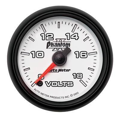 Autometer phantom ii electrical voltmeter gauge 2 1/16" dia white face 7591