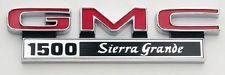 1971-1972 gmc truck "1500 sierra grande" front fender emblems, pr.