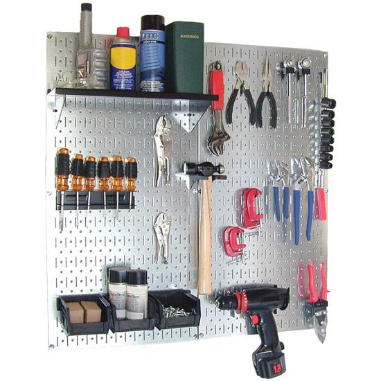 New wall control utility tool organizer/storage assembly kit, metal pegboard