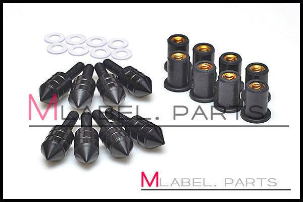 Spike black windscreen fairing bolts screws zx 6r 05 07 08 09 10 6rr kawasaki
