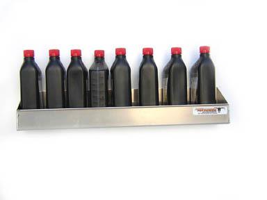 Pit posse 8 bottle oil caddie caddy shelf holder trailer aluminum 