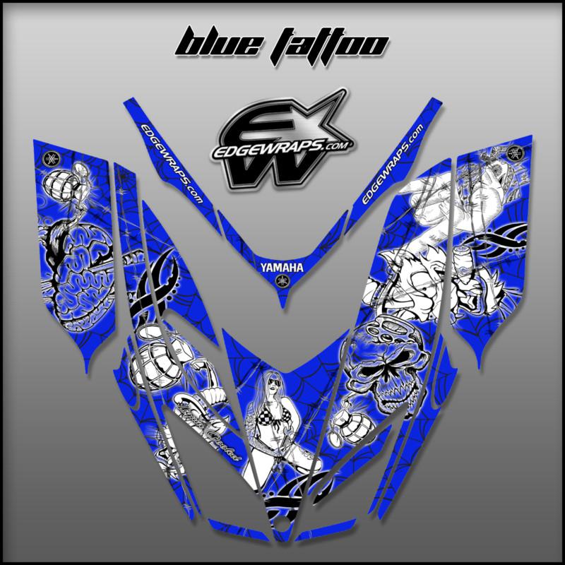 New  yamaha, viper, 700, 600,  snowmobile graphics kit - blue tattoo