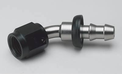 Mr. gasket p454 hose end push-on 45 deg -4 an hose to female -4 an black/gray ea