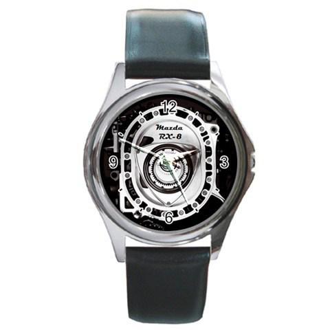 Hot customize mazda rx-8 rotary engine sport leather watch