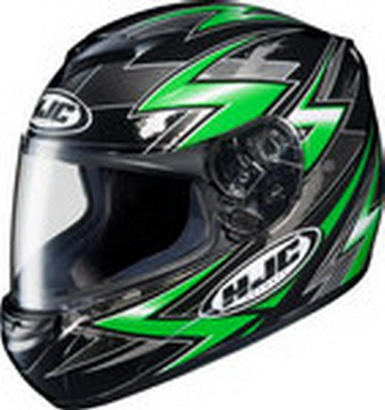 New hjc csr2 thunder full-face adult helmet, mc-4/green/black/white, small/sm