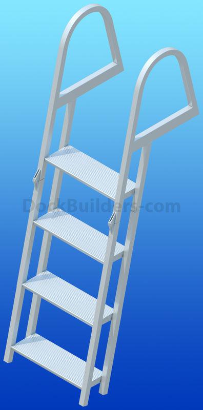4-step angled straight folding dock ladder with 5" wide steps -anodized aluminum