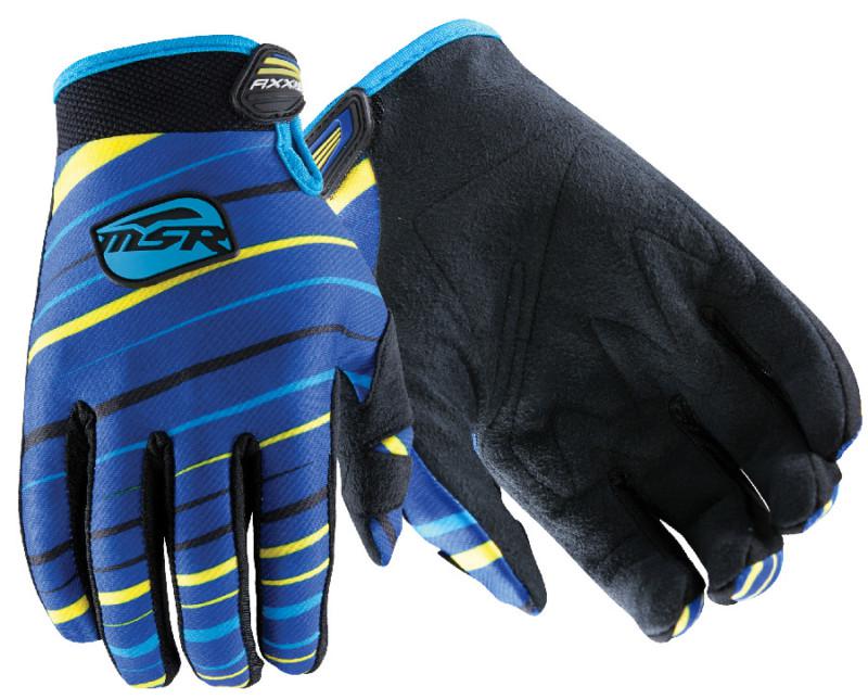 Msr axxis youth blue yellow small dirt bike gloves motocross mx atv gear sml