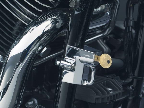 Chrome universal helmet lock, secures to frame 7/8 inch to 1.25 inch (22-32mm)