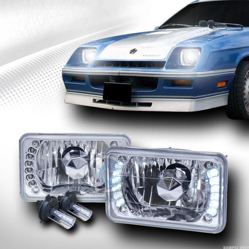 4"x6" chrome headlights drl led dy h4651 h4656 h4666 conversion hid xenon 6k cc