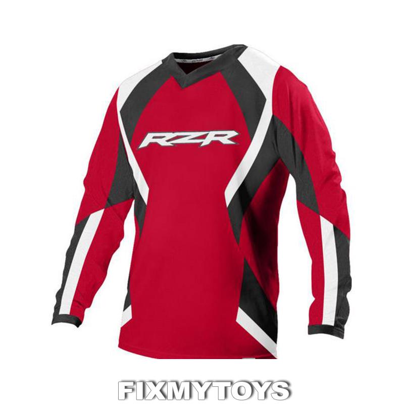 Oem polaris red & black rzr v-neck long sleeve racing jersey sizes s-3xl