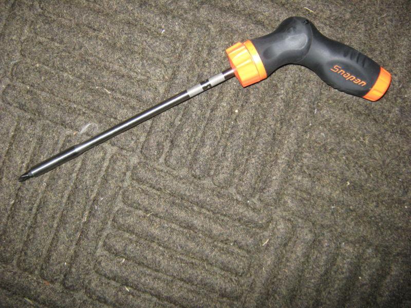 Snap on tools ratcheting magnetic soft grip orange 5 postion screwdriver new 