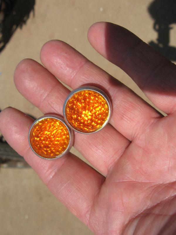  real glass reflectors amber prisim harley knucklehead indian rat rod