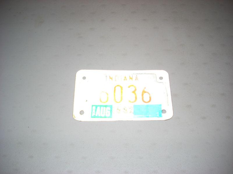 Indiana motorcycle license plate 1992 6036