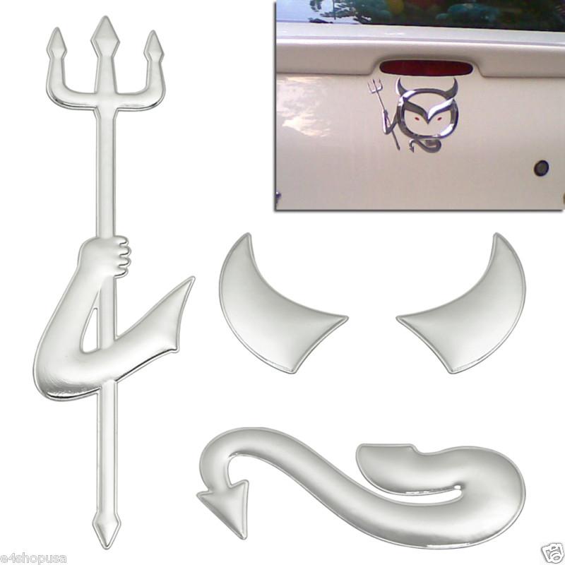 3D CHROME DEVIL DECAL DEMON CAR STICKER EMBLEM LOGO DEVIL LOOK, US $5.65, image 3