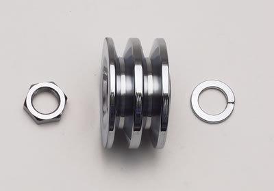 Mr. gasket alternator pulley v-belt 2-groove steel chrome .642" bore bolt-on