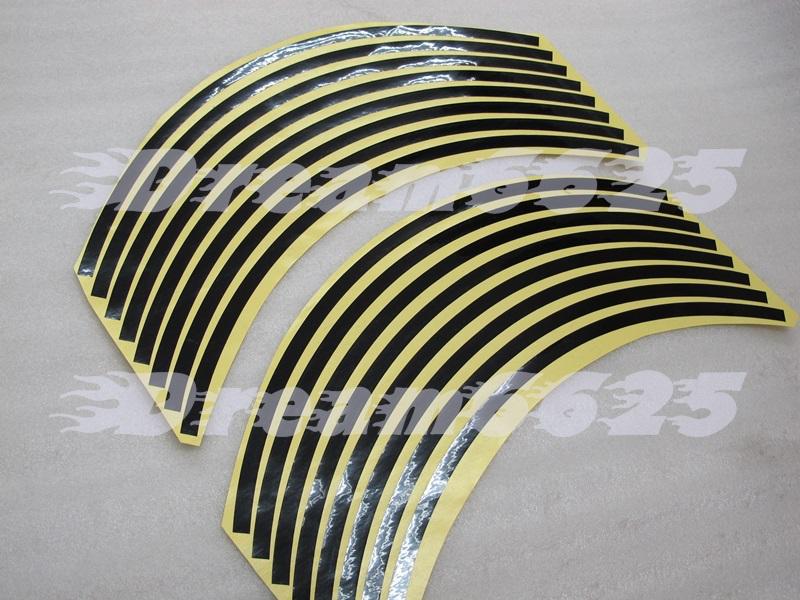 Rims sticker wheel stripe tapes 14" for all motorcycle honda suzuki black 7 days