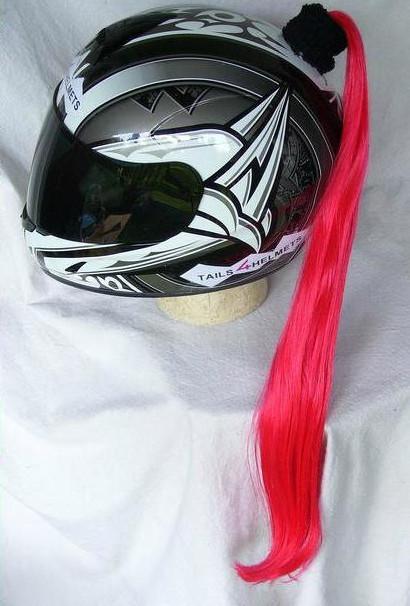 Red helmet ponytail motorcycle skateboard atv snowmobile bike made in usa * new*