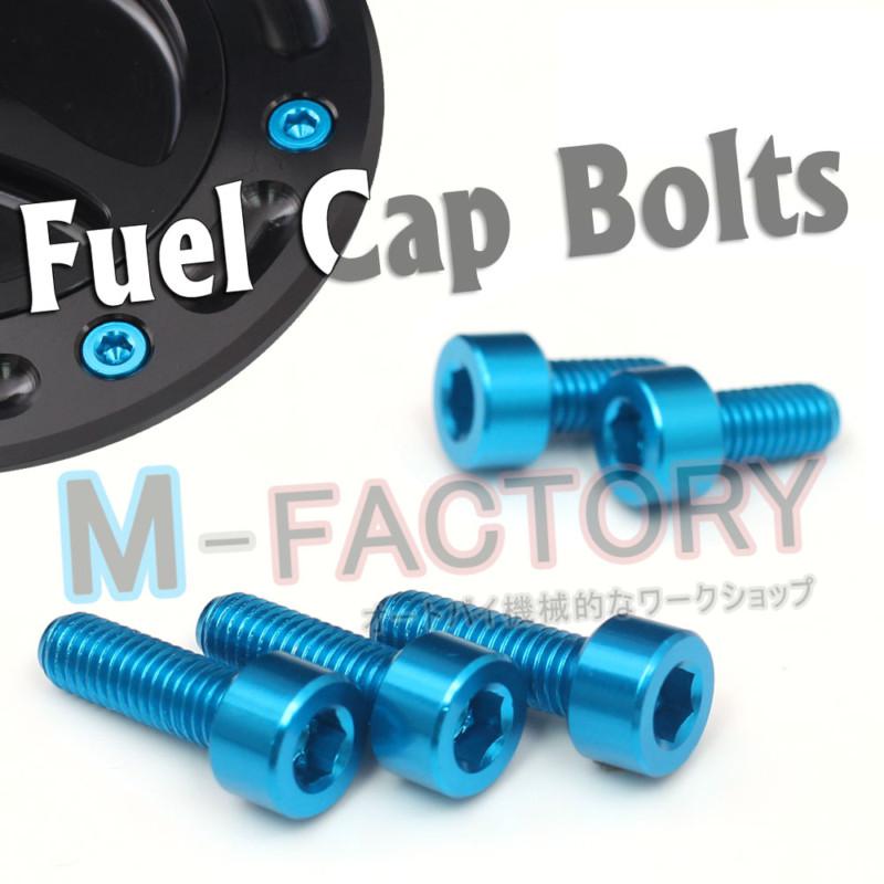 Blue cnc fuel cap bolts for kawasaki er6n er6f ninja 650r 08 09 10 11 12 13 2014
