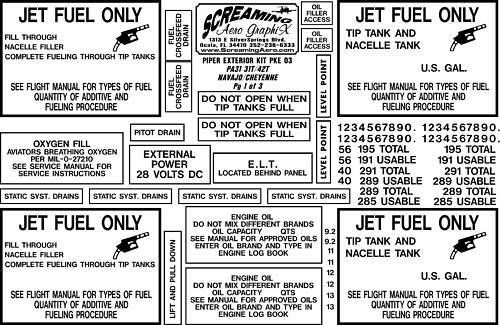 Piper exterior placard kit pa31 31t/42t free shipping