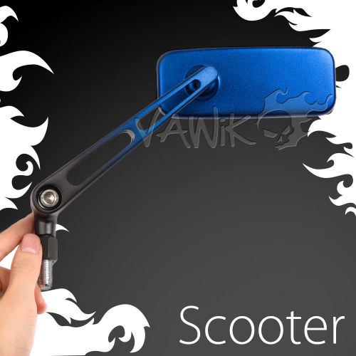 Vawik mirror convex cnc aluminum classic mx blue 8mm 1.25pitch for vespa scooter