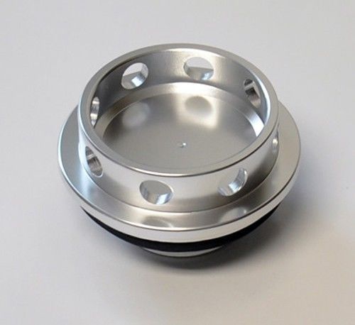8 hole anodized silver aluminum jdm oil filler cap fits nissan &amp; infiniti