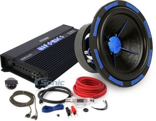 Power acoustik/hifonics subwoofer bass pack: 12" mofo sub + monoblock amp &amp; kit