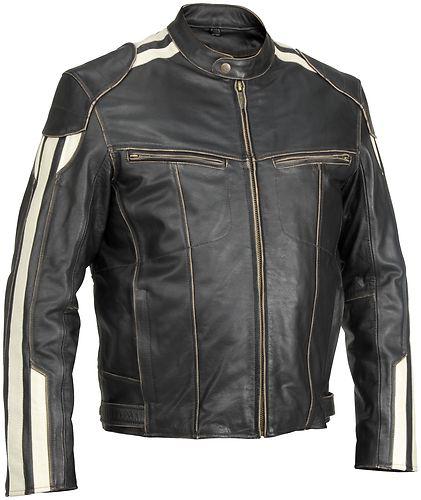 New river road mens roadster leather motorcycle jacket, black, us-50