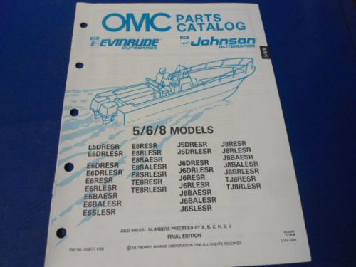 1990 omc evinrude/johnson parts catalog, 5/6/8 models
