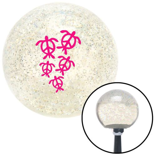 Pink peace turtles clear metal flake shift knob with m16 x 1.5 insertpremium