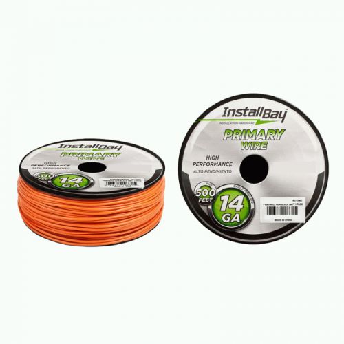 Install bay pwor14500 primary wire 14 gauge in orange color - 500 feet per spool