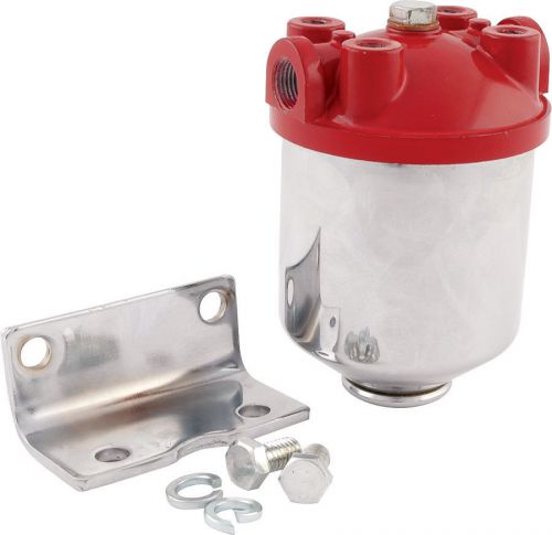 Hi-flow fuel filter canister type chrome housing w/mount brkt 3/8&#034; npt in/out