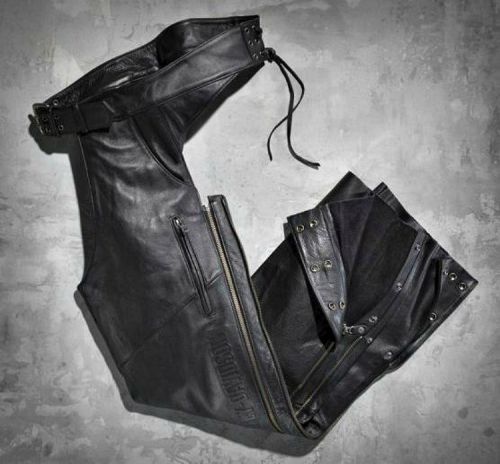Harley davidson mens black deluxe leather chaps 98091-06vm (m)