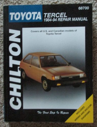 Chilton toyota tercel 1984-94, all u.s. &amp; canadian models, repair manual #68700