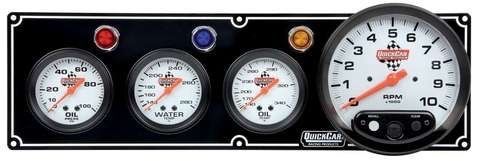 Quickcar 3 gauge panel op/wt/ot with 5" tach. black 61-6741