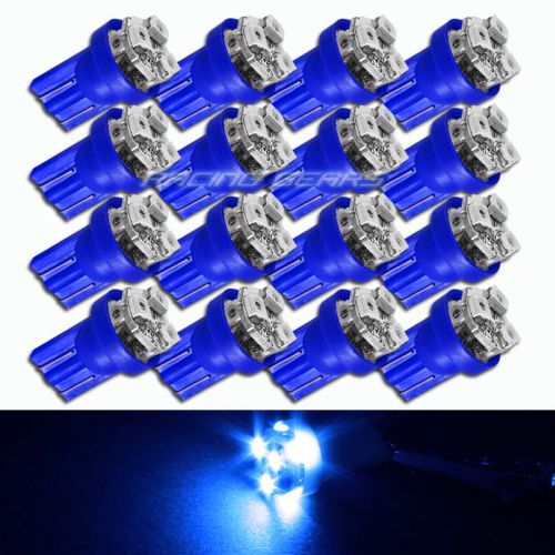 16x blue smd 3 led 12v t10 interior instrument panel gauge wedge light lamp bulb