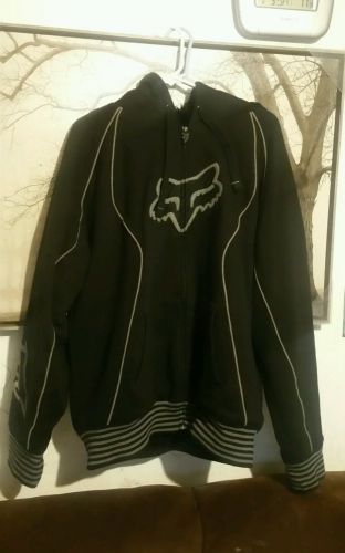 Fox racing mens black traxion sasquatch lined zip-up hoody hooded sweater sz l