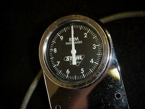 Vintage stahl cable drive 10k tach tachometer w/ cable dragster gasser scta