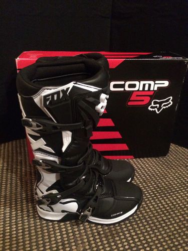New 2016 fox racing comp 5  black motocross dirt-bike mx atv boots adult size 10