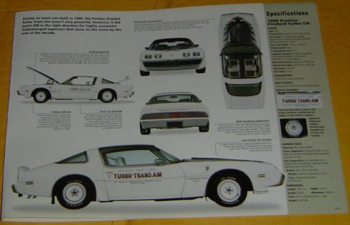 1980 pontiac firebird trans am t3/turbo v8 301 ci indy 500 imp info/specs/photo