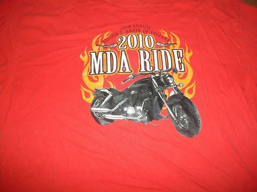 Region 2 abate of indiana 30th annual mda ride black bike on red t-shirt 2xl