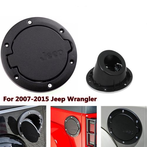 Black gas tank fuel cap cover filler door for jeep wrangler jk sahara rubicon