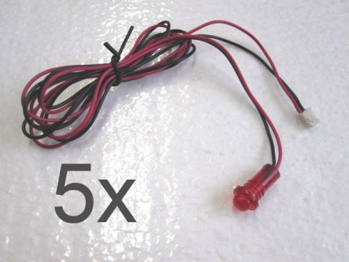 (5)-red 3 volt led with 47" leads and plug fits various car alarms 1/4" hole